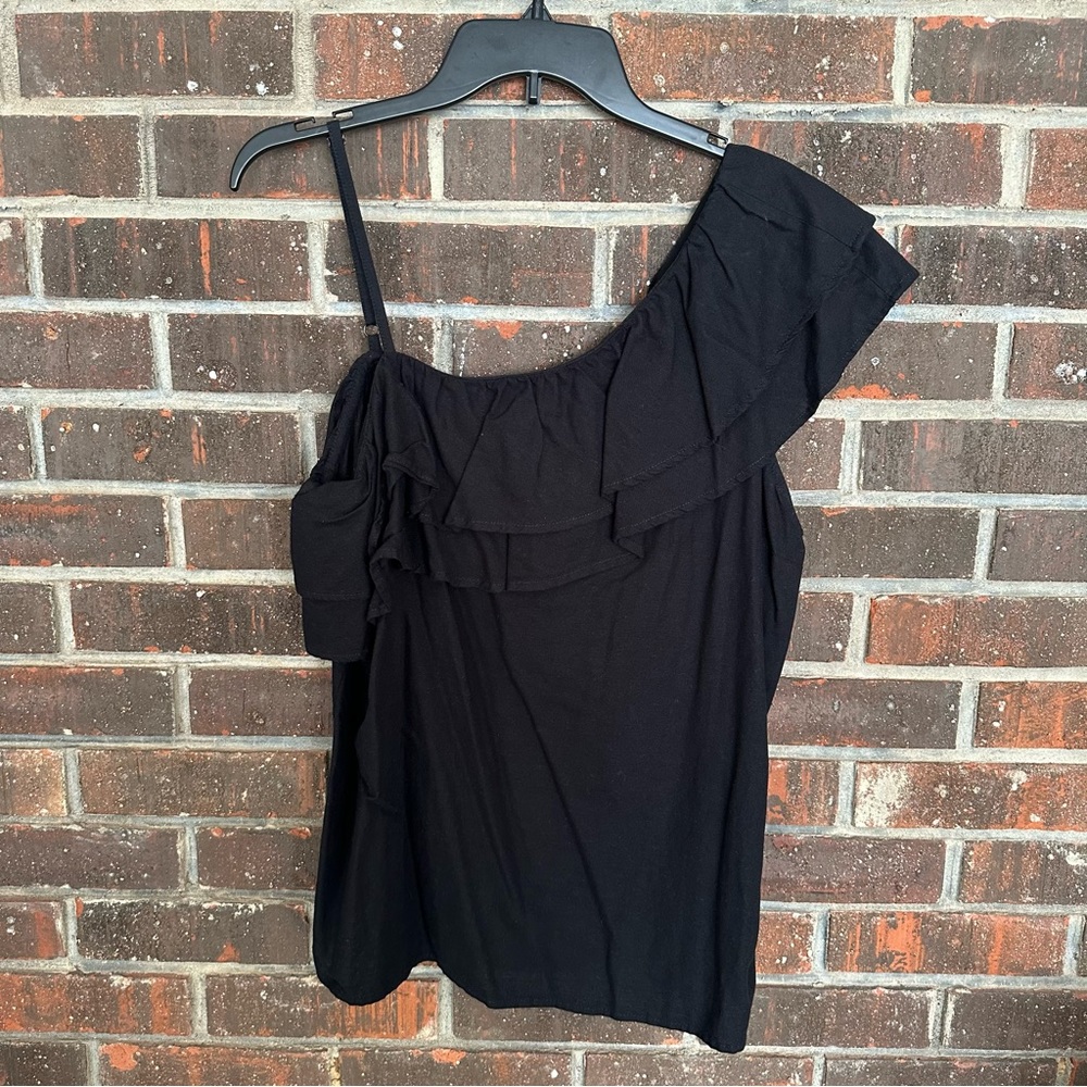 Black Ruffled Asymmetrical Old Navy Top